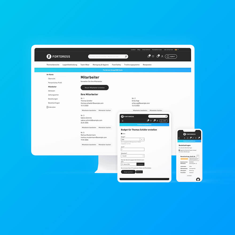 Effizientes Bestellmanagement ohne den lästigen E-Mail-Verkehr mit der Fortdress Group B2B Suite