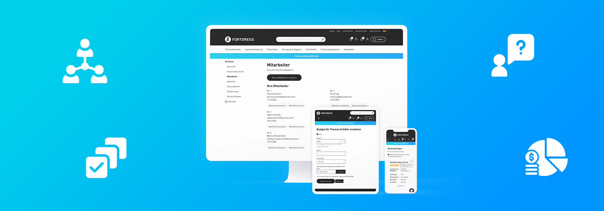 Effizientes Bestellmanagement ohne den lästigen E-Mail-Verkehr mit der Fortdress Group B2B Suite